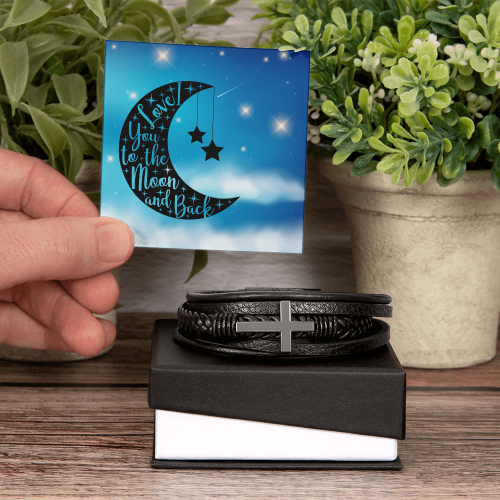 Love - To the moon and back - Men's Cross Bracelet