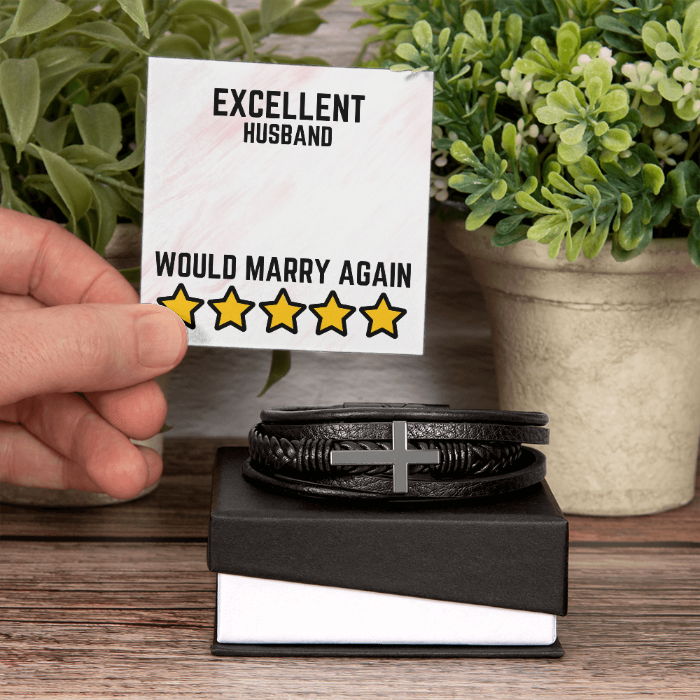 Excellent Husband - Would marry again - Men's Cross Bracelet