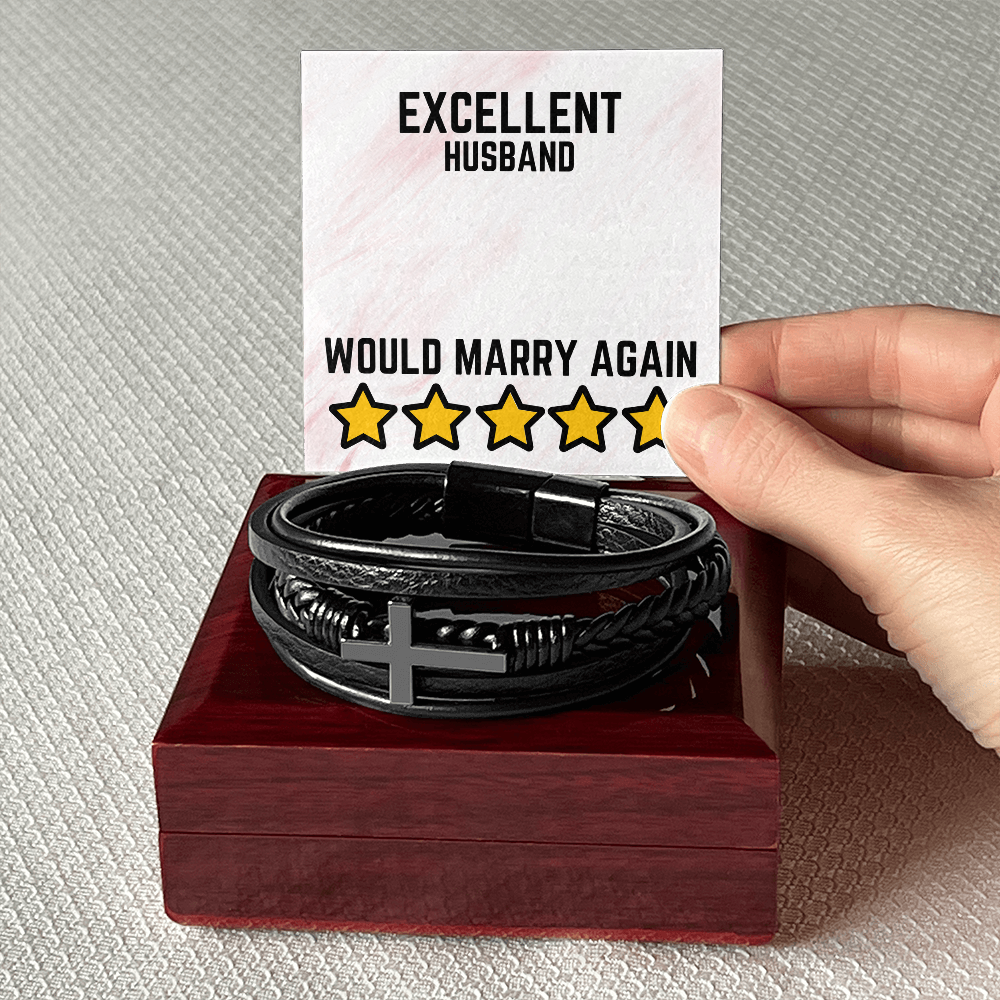 Excellent Husband - Would marry again - Men's Cross Bracelet
