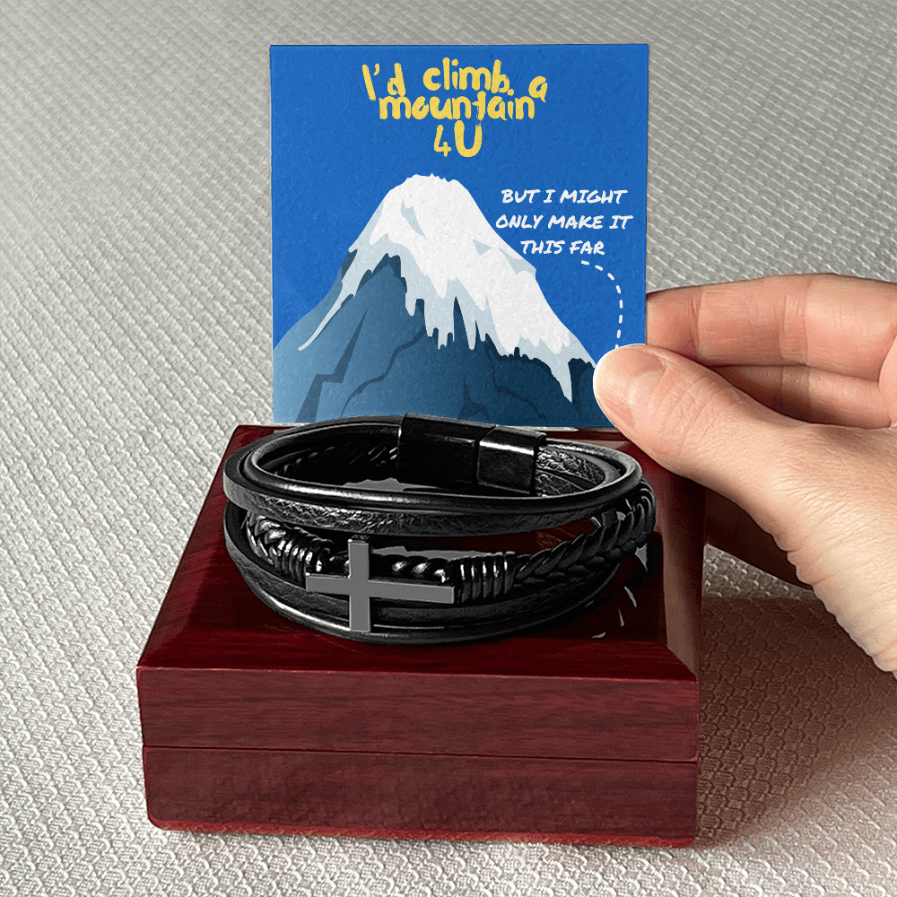 Love - I'd climb a mountain - Men's Cross Bracelet