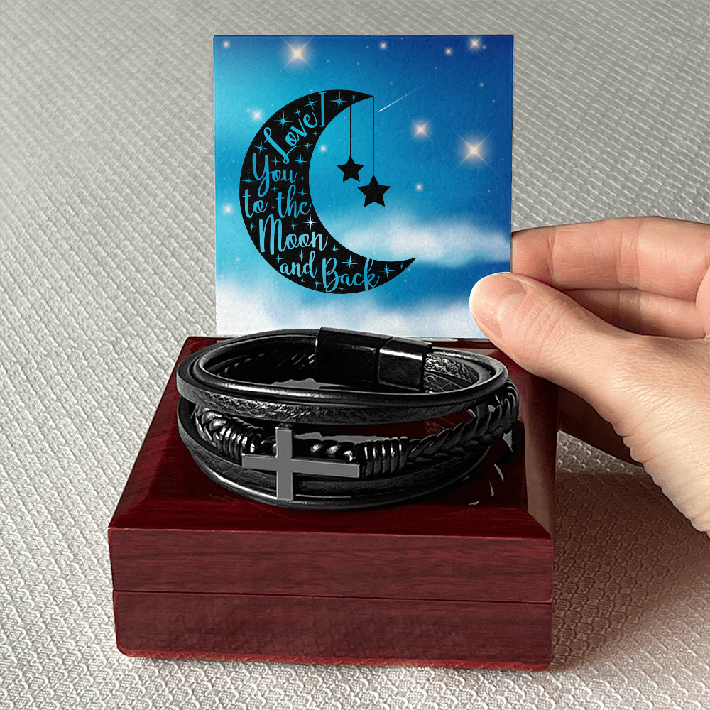 Love - To the moon and back - Men's Cross Bracelet