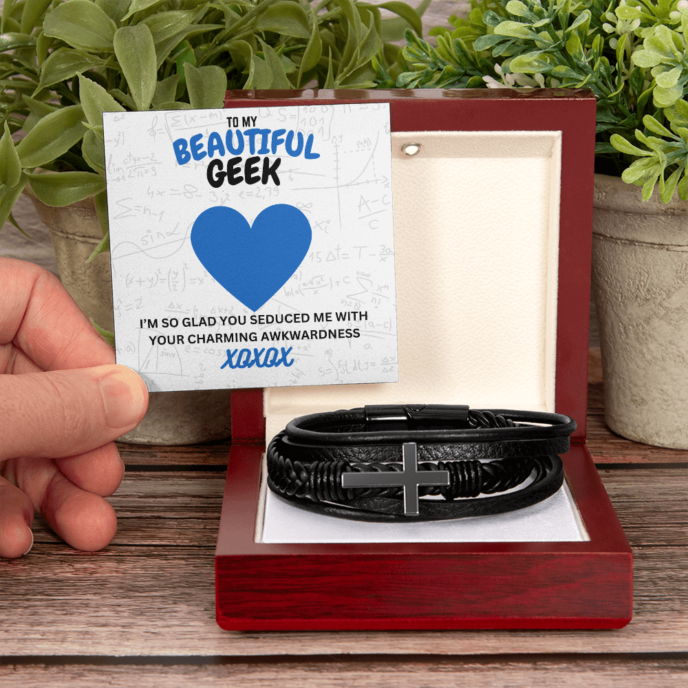 Beautiful geek - I'm so glad - Men's Cross Bracelet