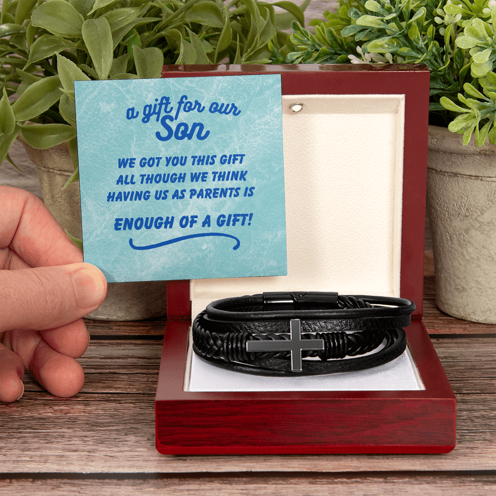 A gift for our son - We got you this - Men's Cross Bracelet
