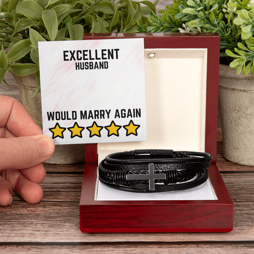 Excellent Husband - Would marry again - Men's Cross Bracelet