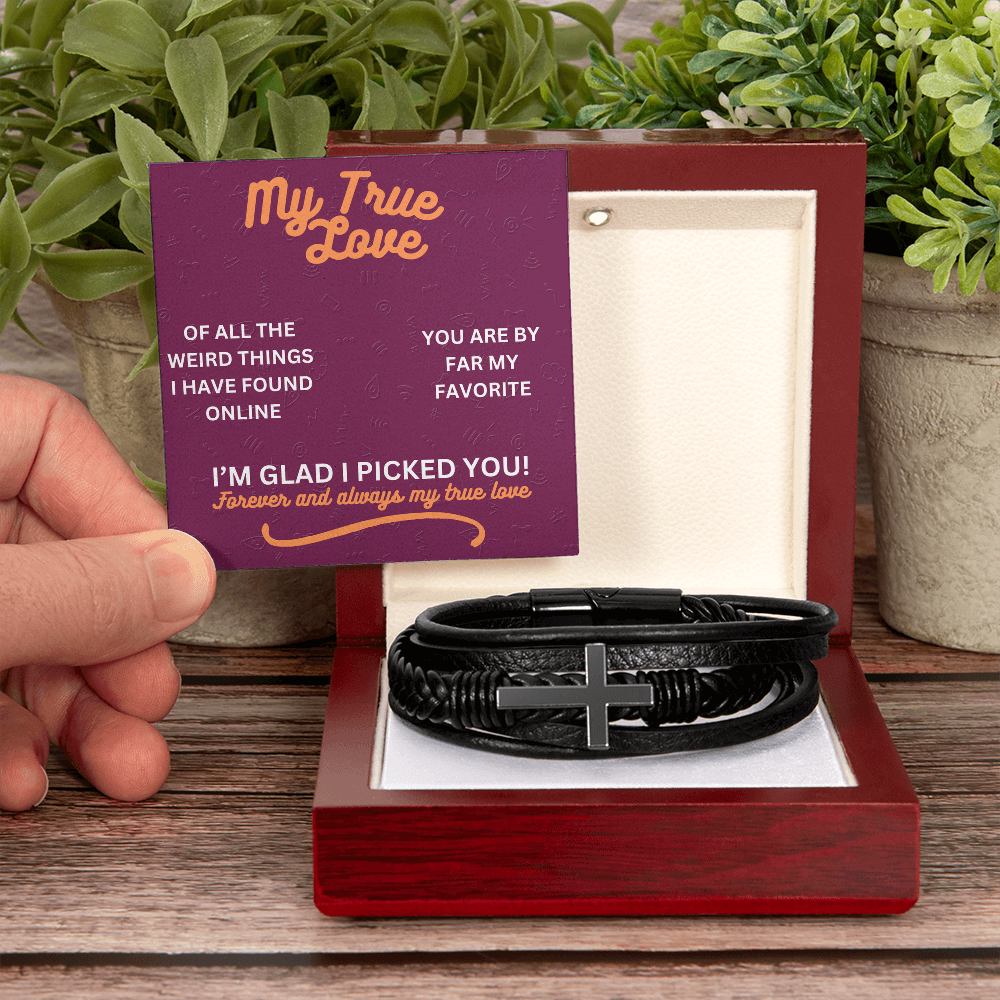 My true love - Of all the weird things - Men's Cross Bracelet