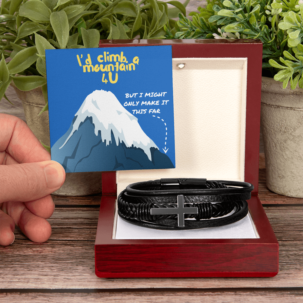 Love - I'd climb a mountain - Men's Cross Bracelet