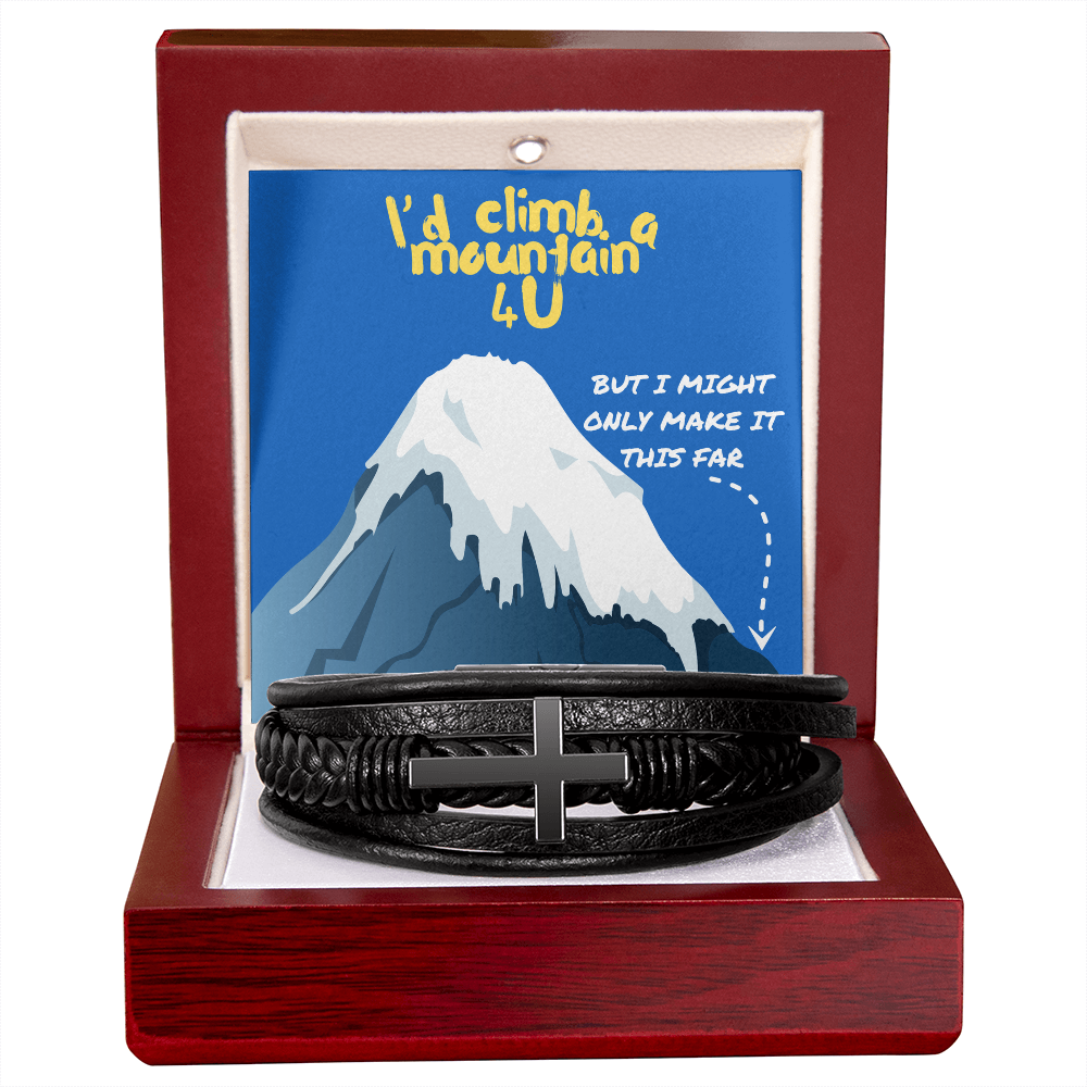 Love - I'd climb a mountain - Men's Cross Bracelet