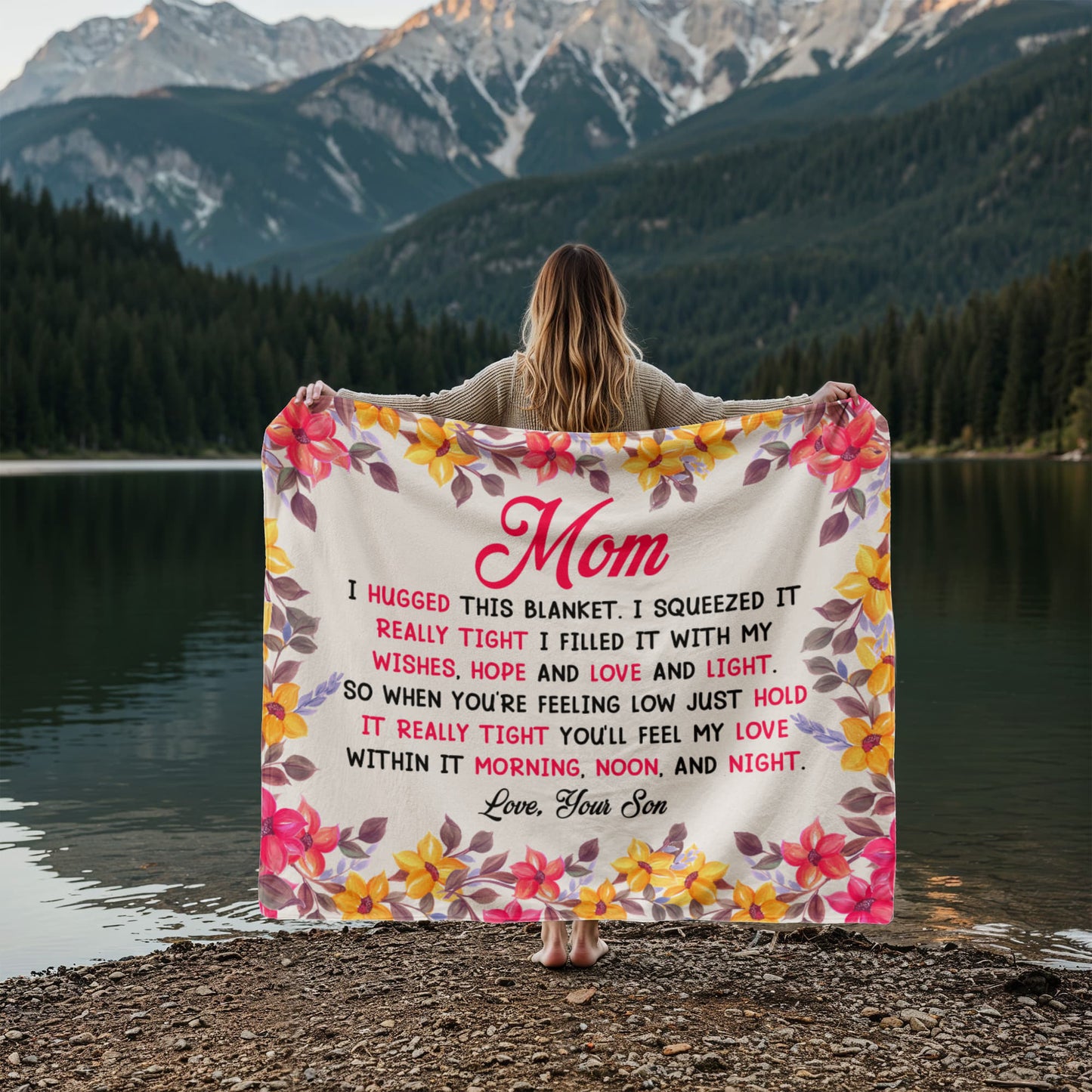 Mom - I hugged - Jersey Fleece Blanket