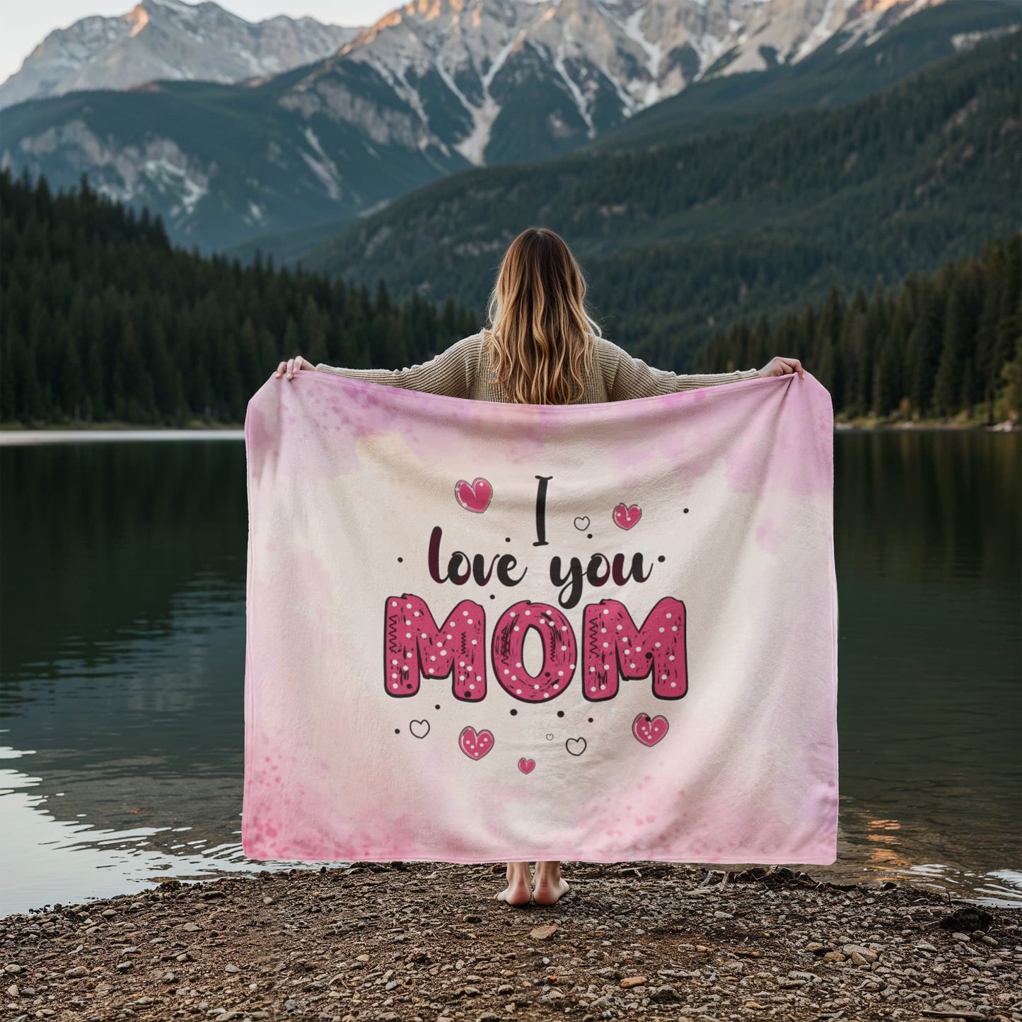 Mom - I love you - Jersey Fleece Blanket