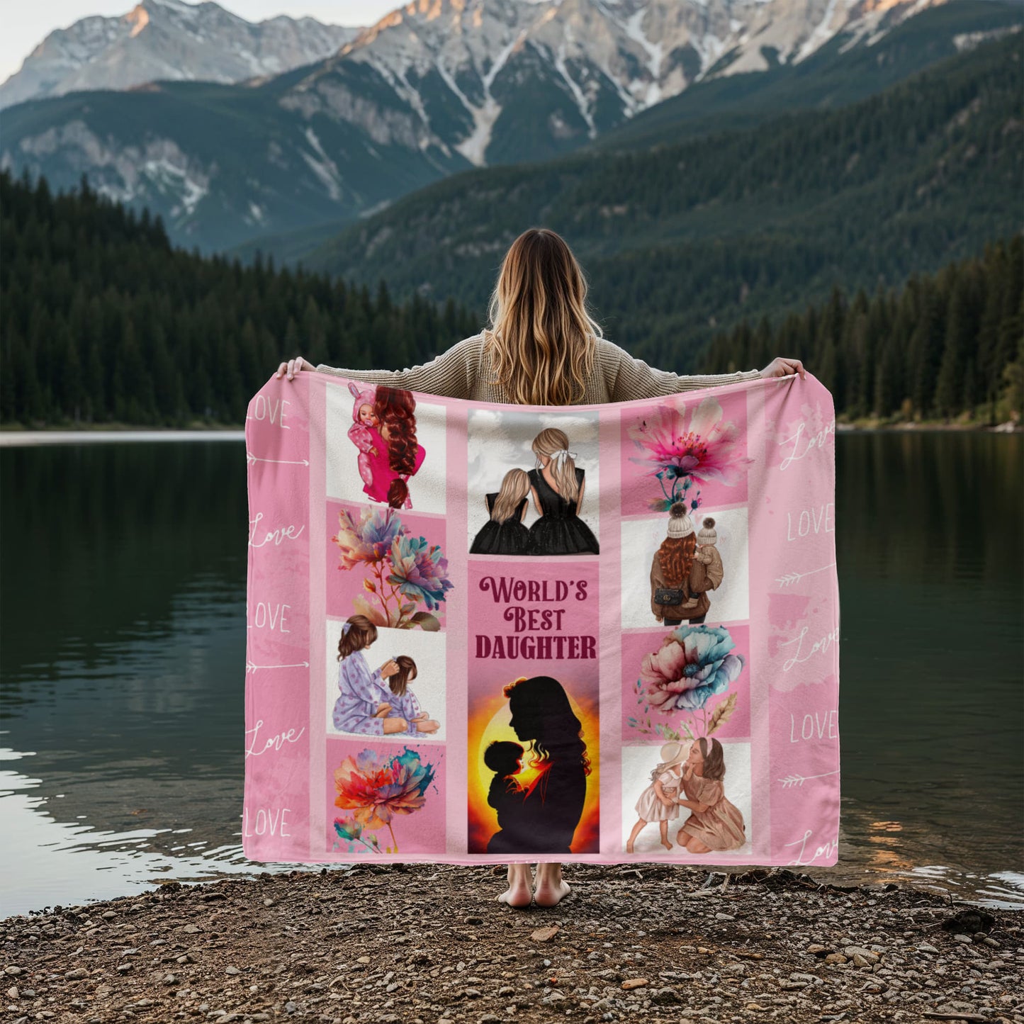 Daughter - Worlds best - Jersey Fleece Blanket