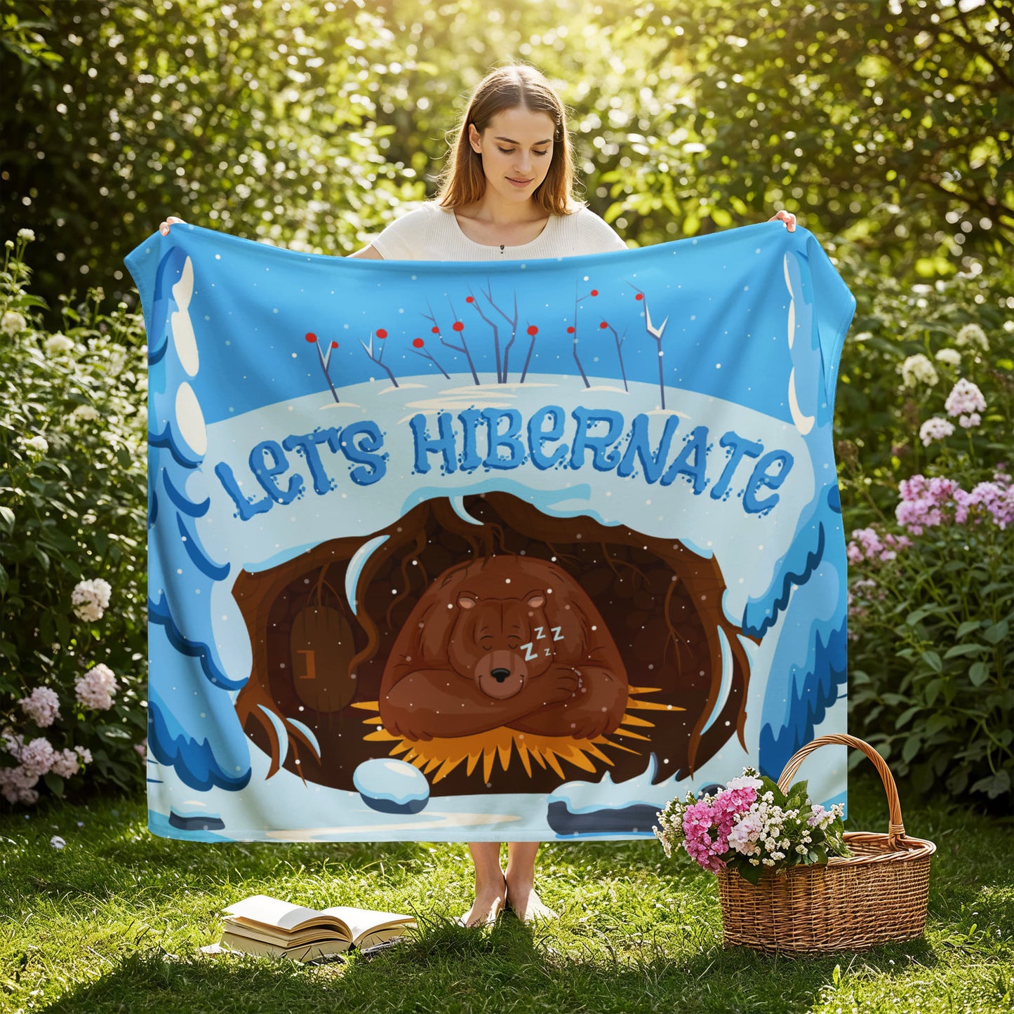 All - Lets Hibernate - Jersey Fleece Blanket