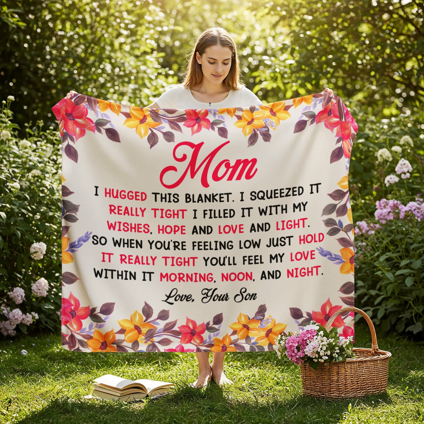 Mom - I hugged - Jersey Fleece Blanket