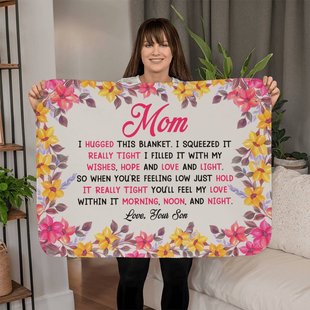 Mom - I hugged - Sherpa Fleece Blanket