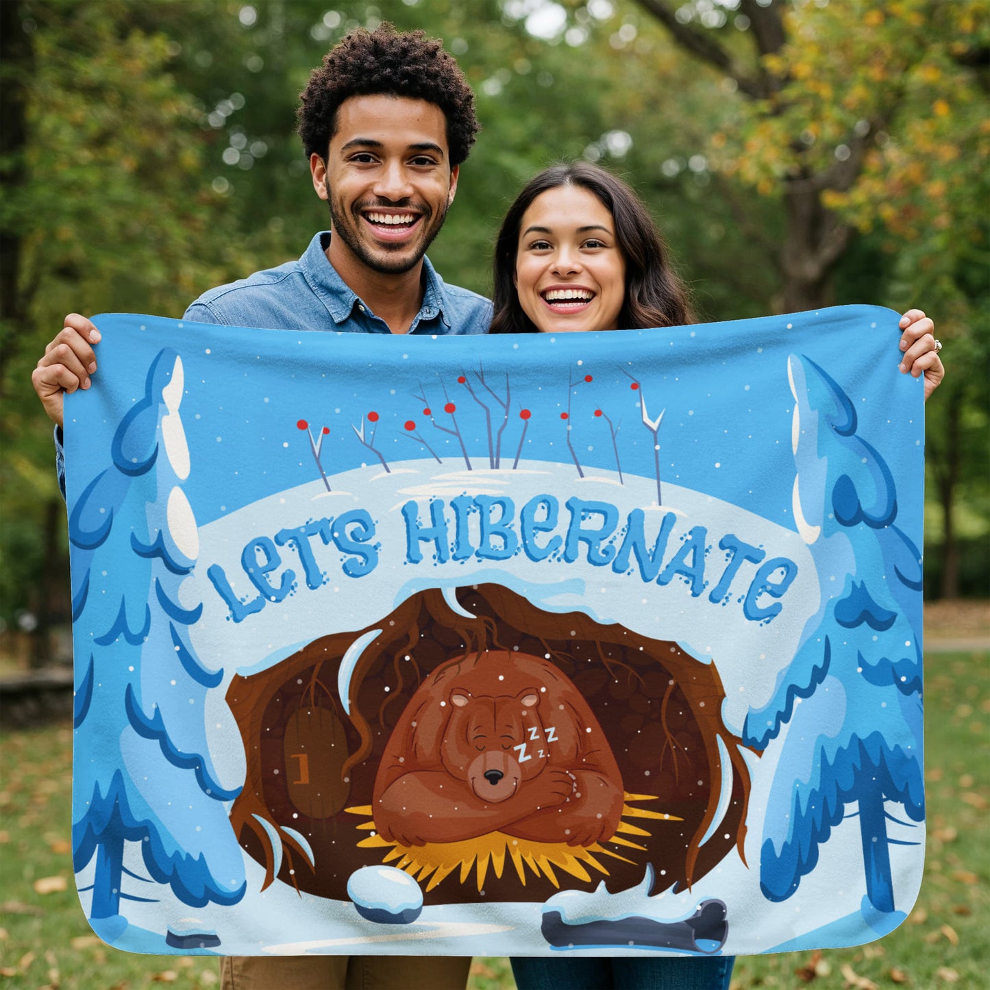 All - Lets Hibernate - Sherpa Fleece Blanket