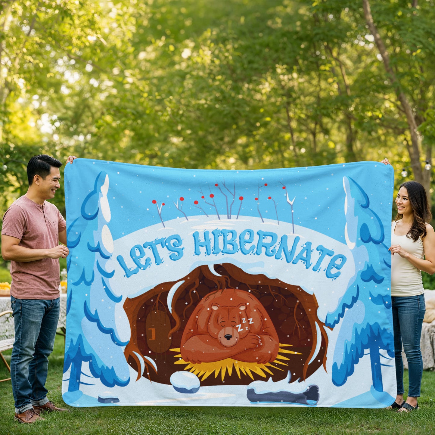 All - Lets Hibernate - Sherpa Fleece Blanket