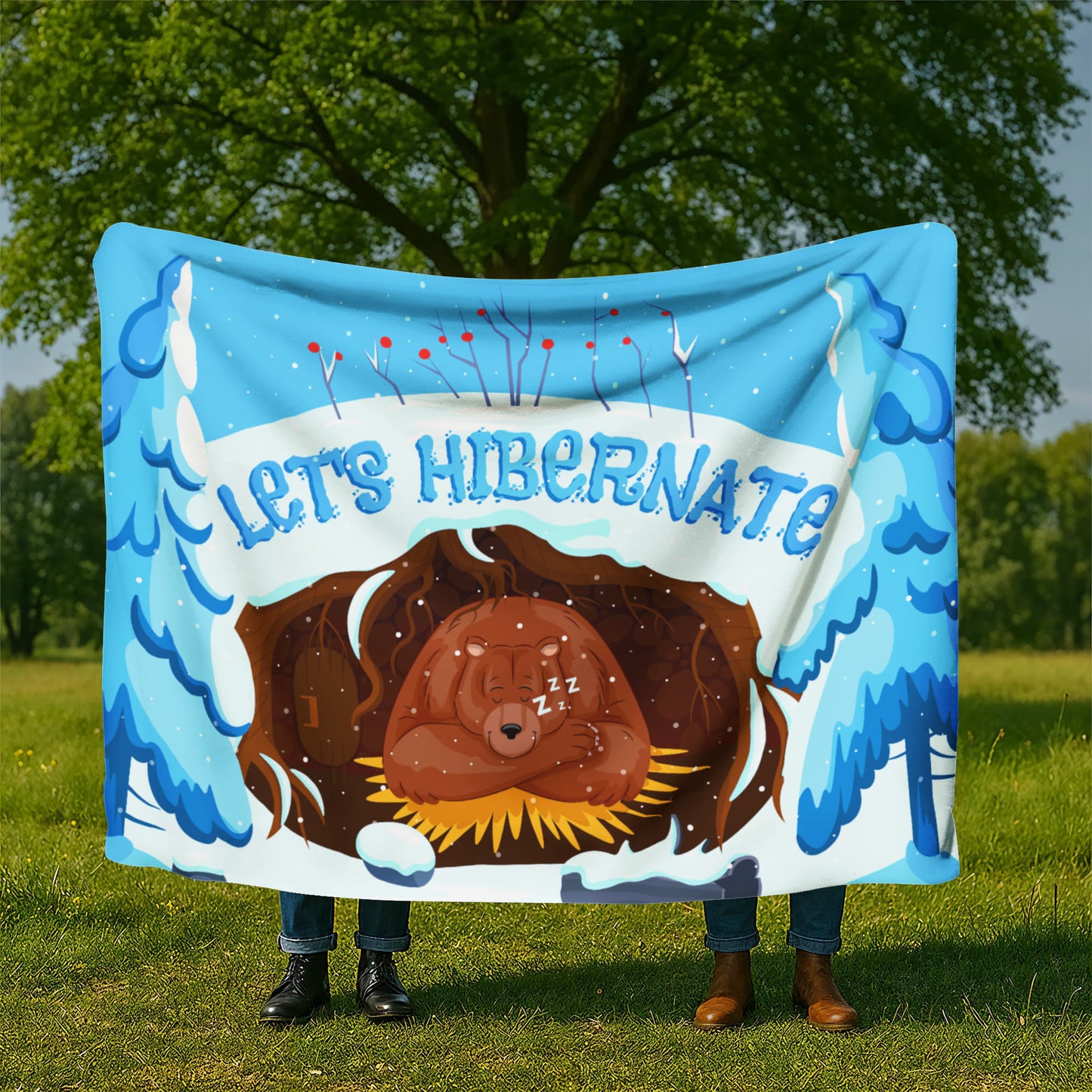 All - Lets Hibernate - Sherpa Fleece Blanket
