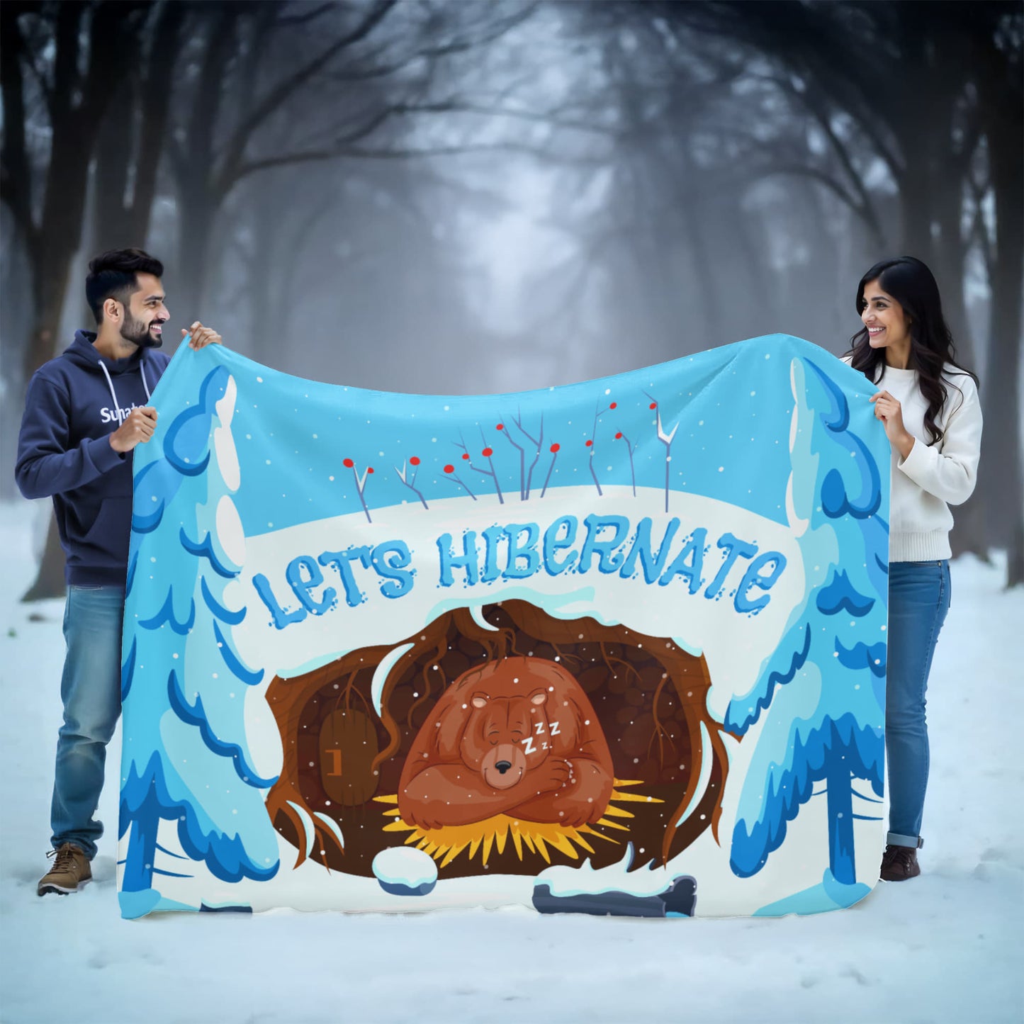 All - Lets Hibernate - Sherpa Fleece Blanket
