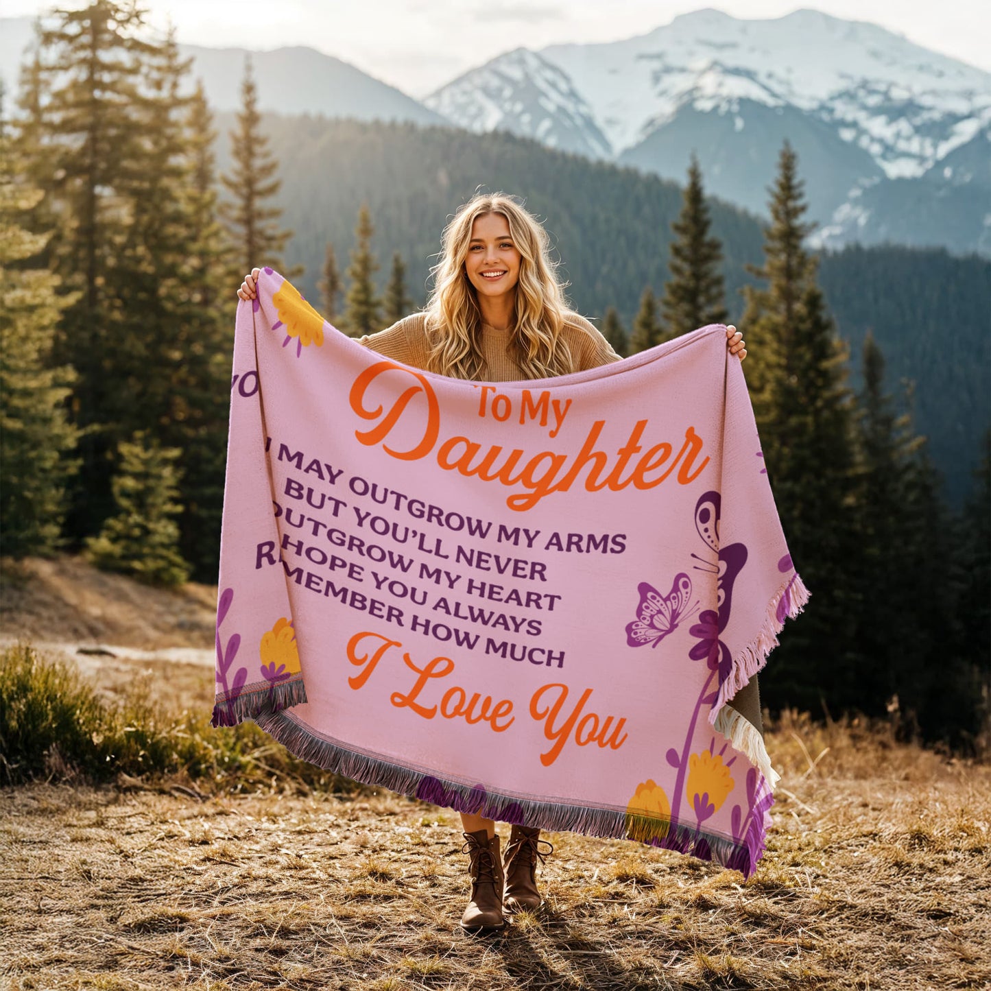 Daughter - You may out grow - Printed Woven Blanket