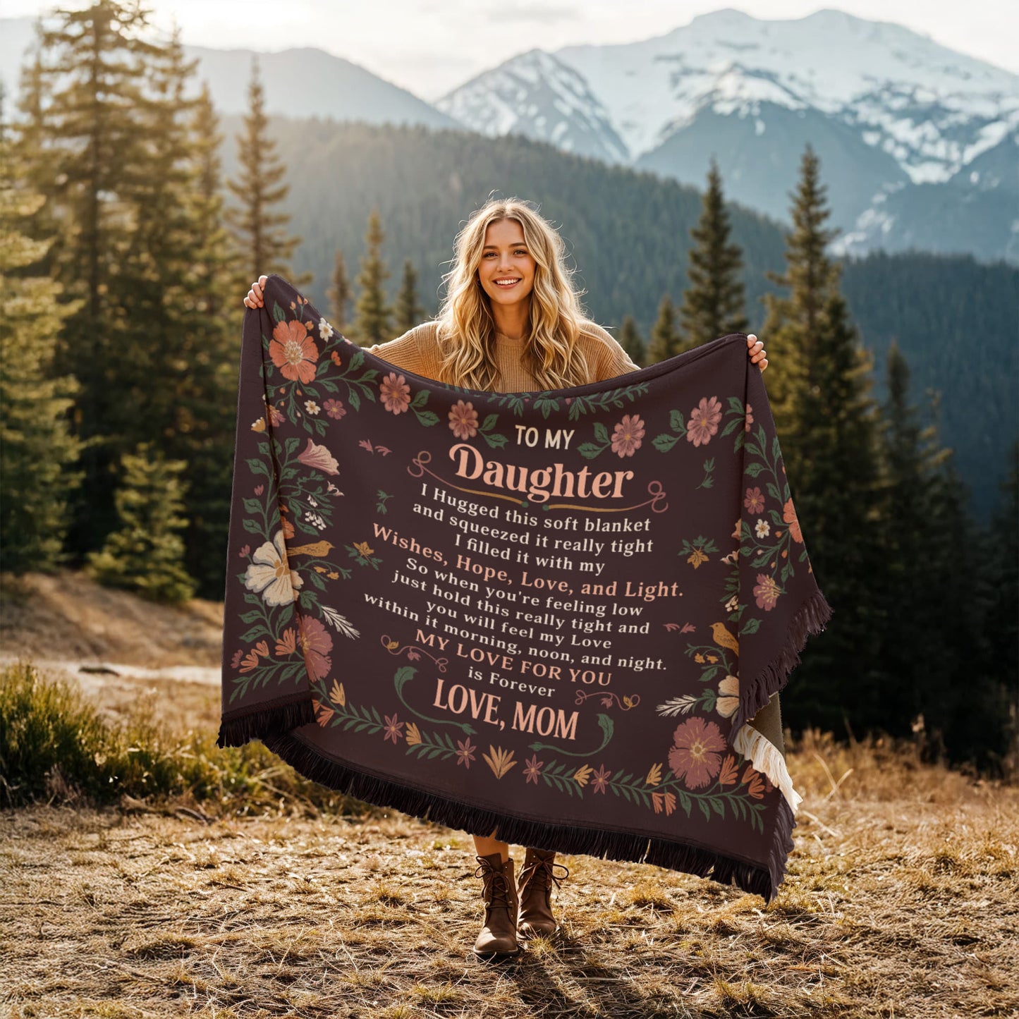 Daughter - I hugged - Printed Woven Blanket