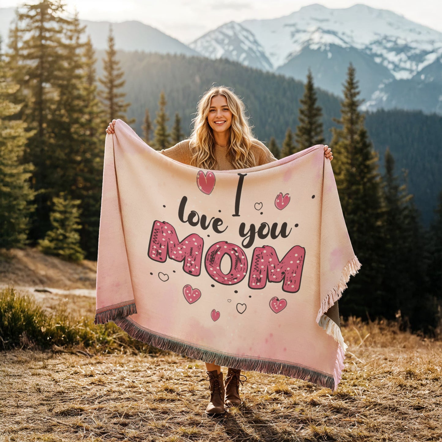 Mom - I love you - Printed Woven Blanket