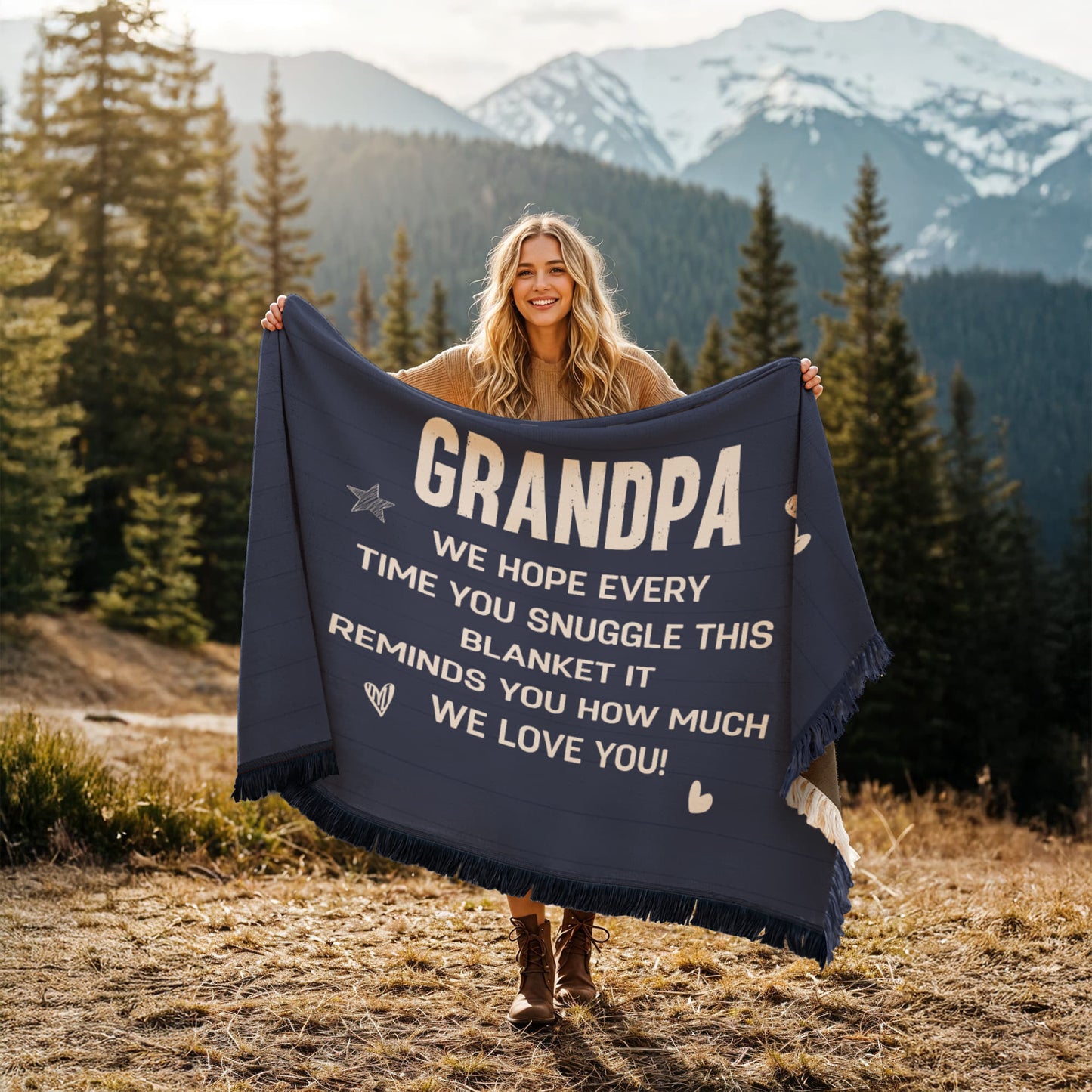 Grandpa - We hope every time - Printed Woven Blanket