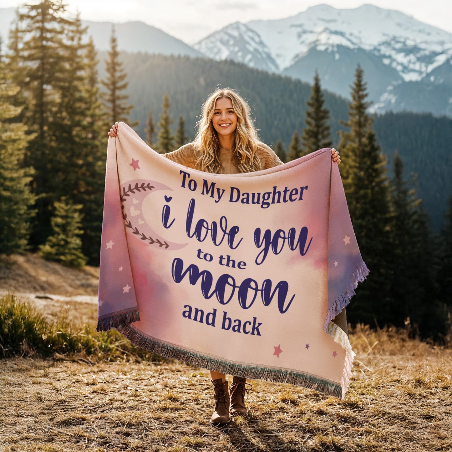 Daughter - I love you - Printed Woven Blanket