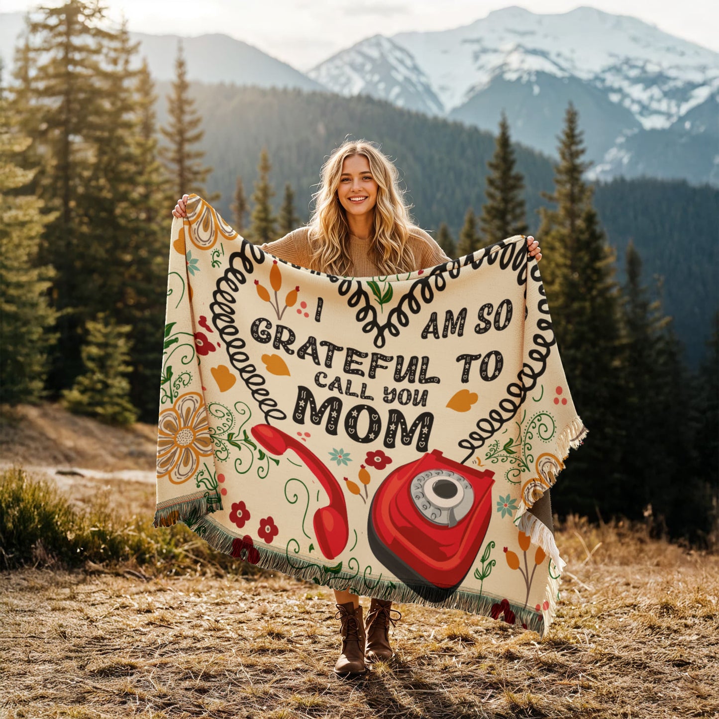 Mom - I am grateful - Printed Woven Blanket