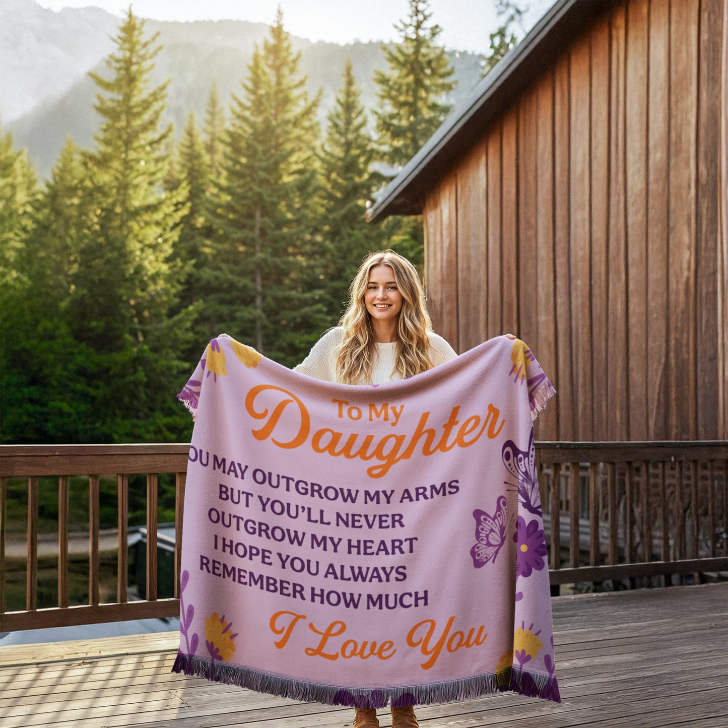 Daughter - You may out grow - Printed Woven Blanket