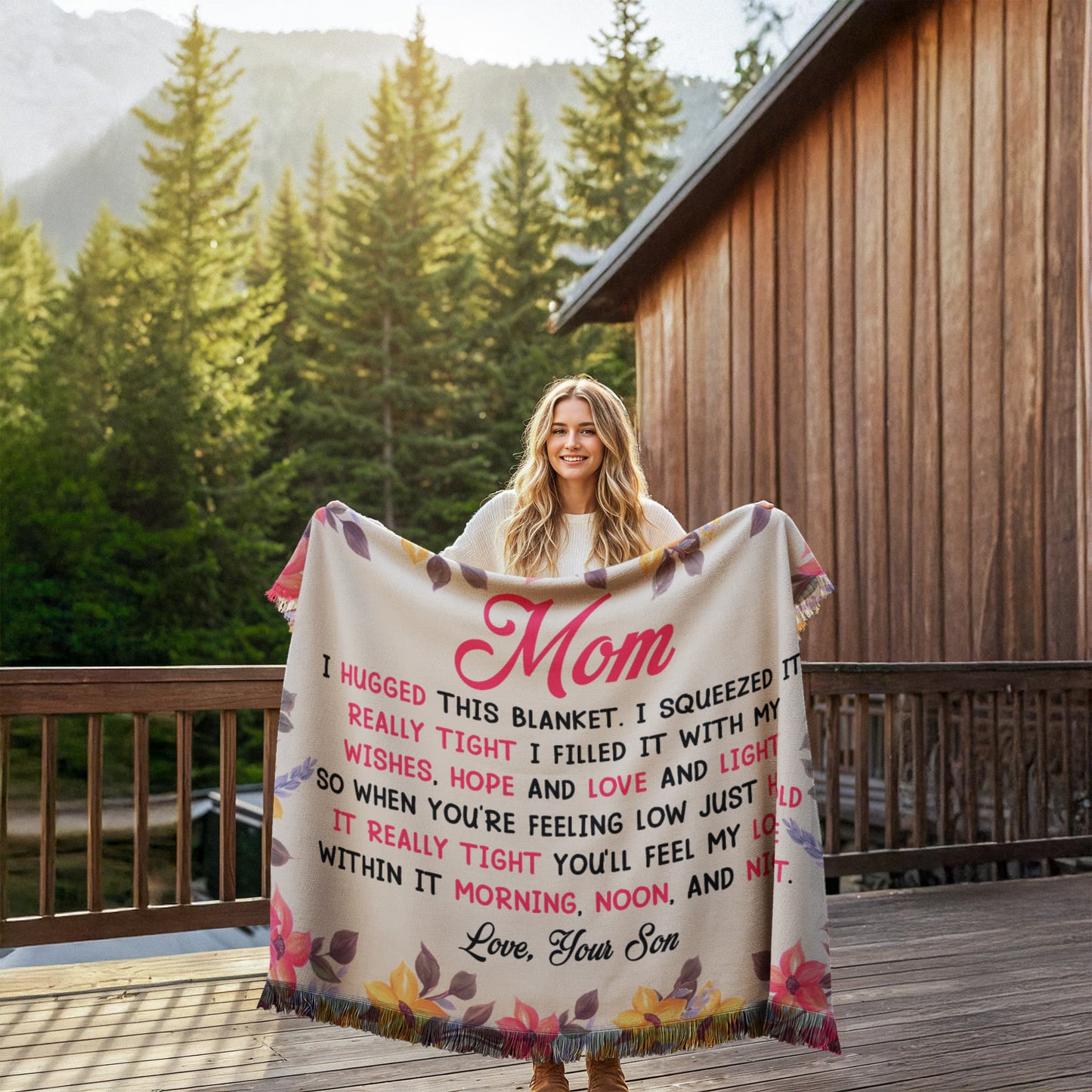 Mom - I hugged - Printed Woven Blanket