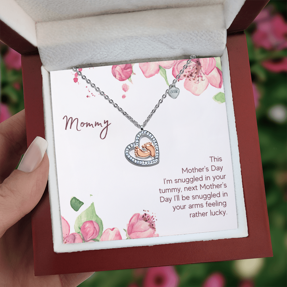 Mother's Day - This Mother's Day - Baby Feet Heart Necklace