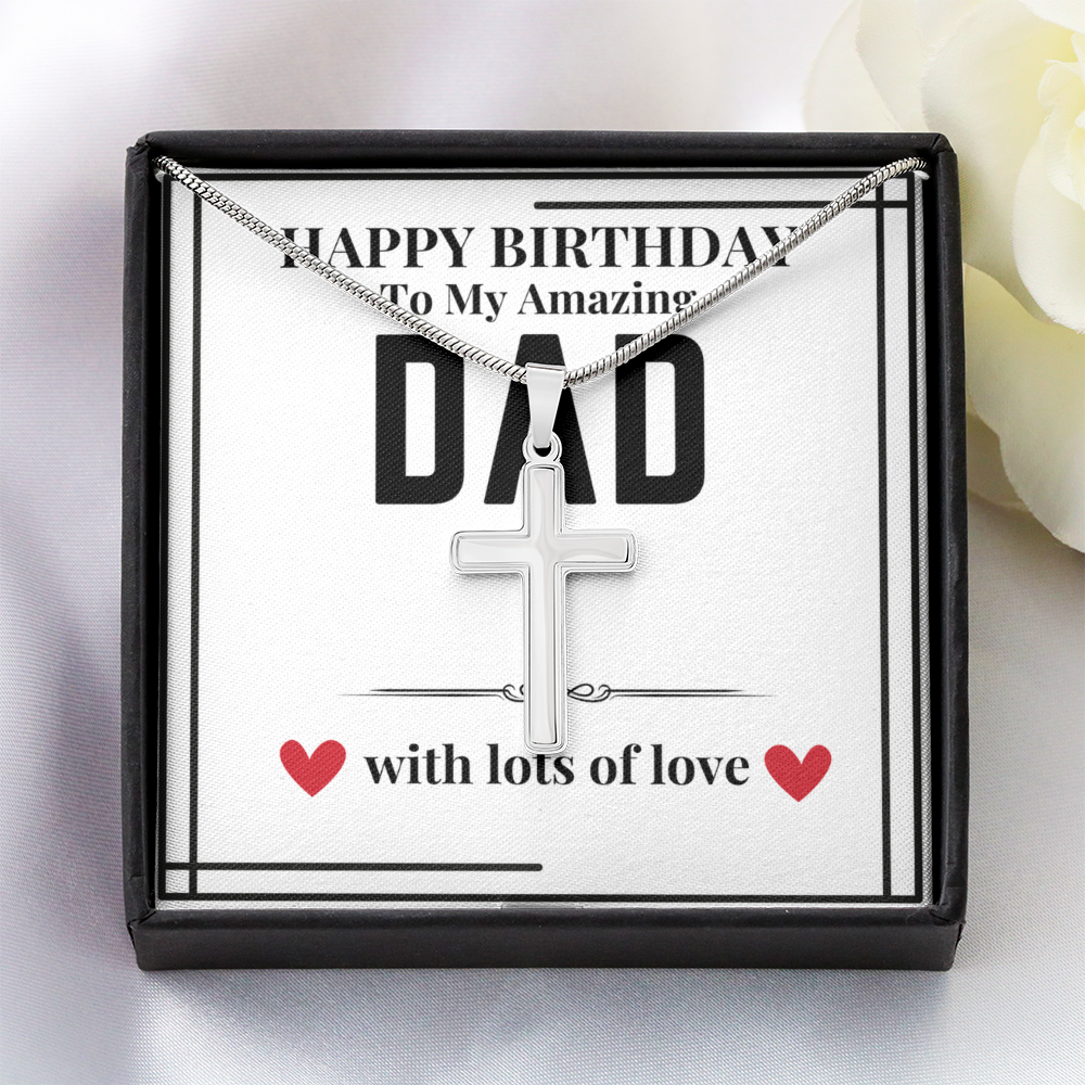 To Dad - Happy Birthday to my - Cuban Link Chain with Artisan Cross