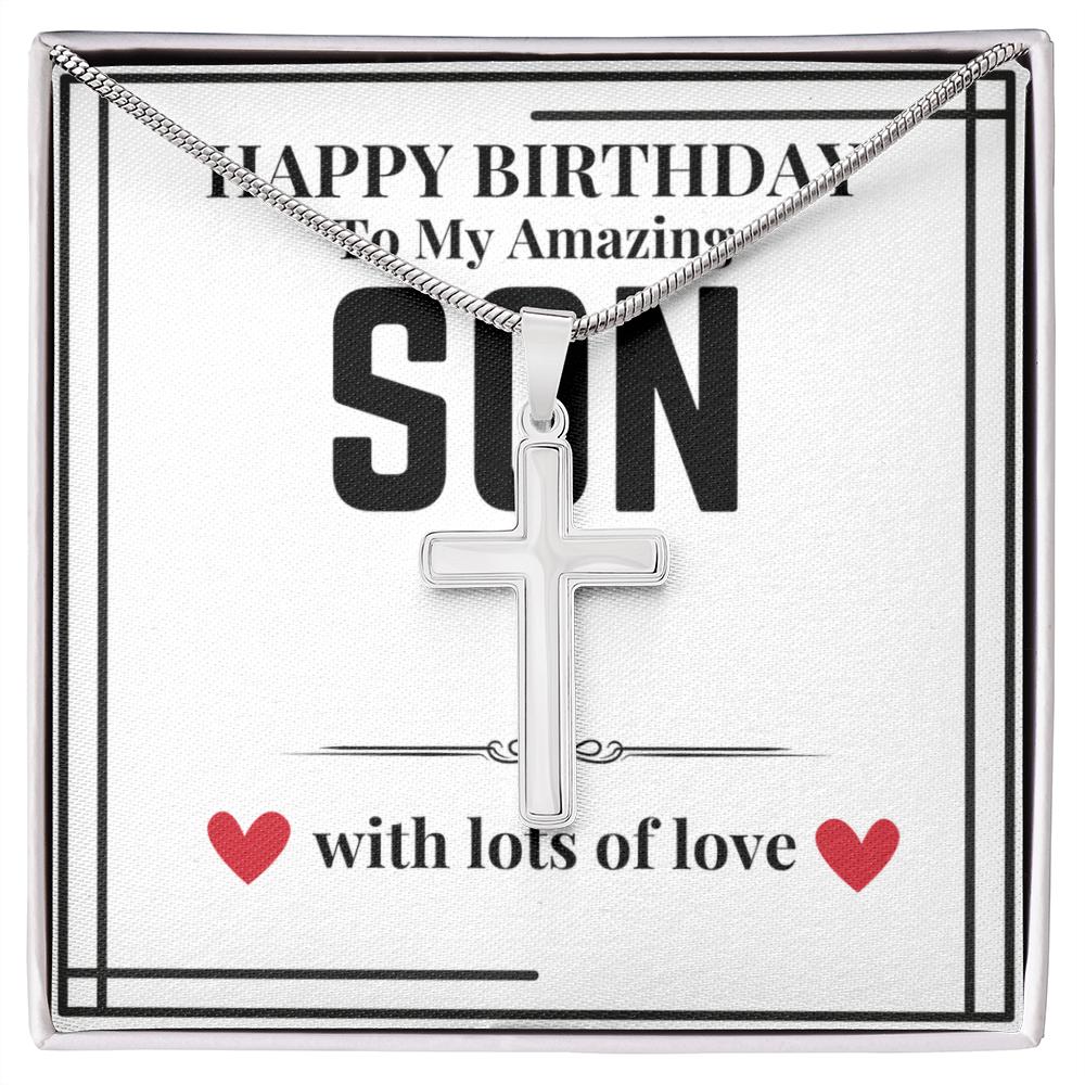 To Son - Happy Birthday to my - Cuban Link Chain with Artisan Cross