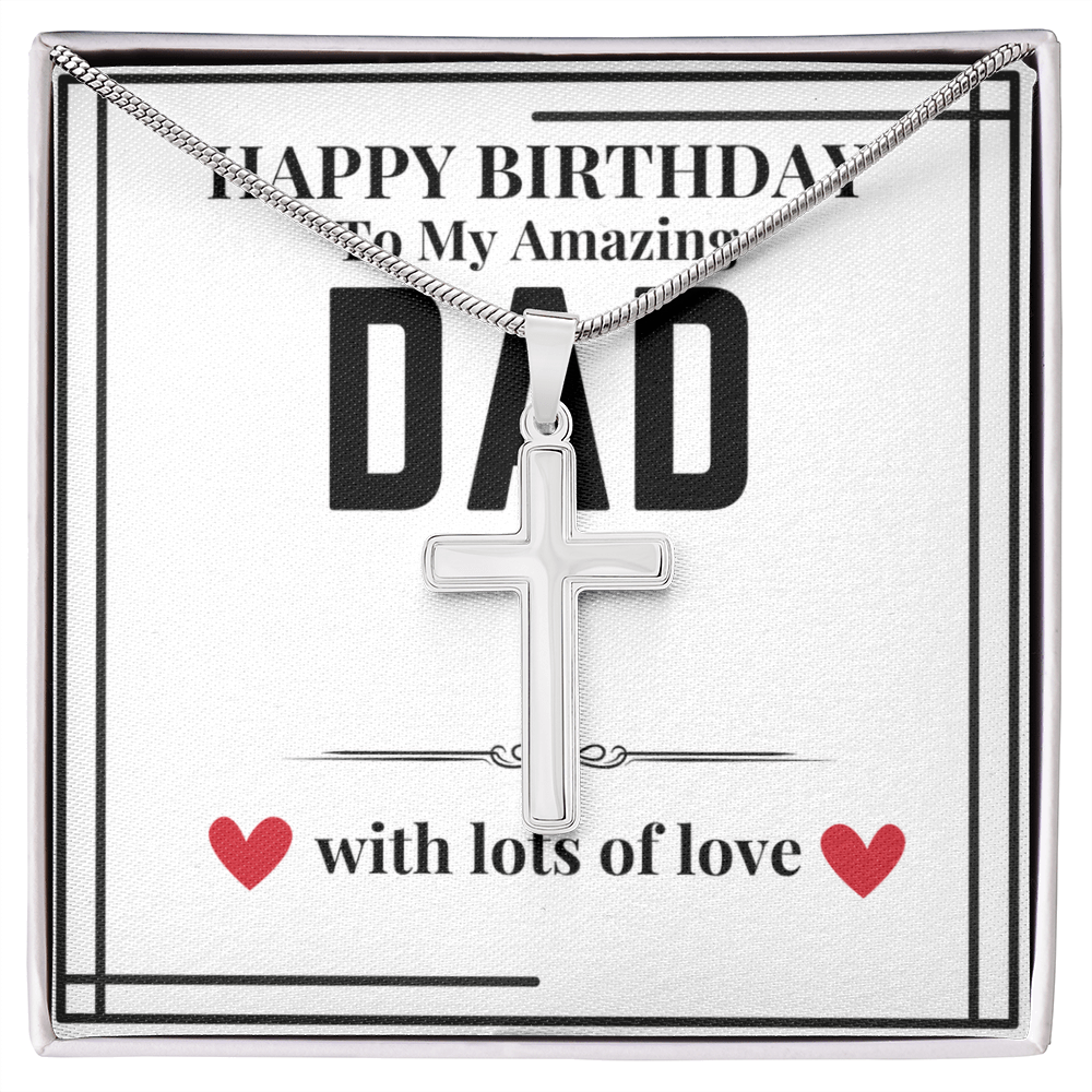 To Dad - Happy Birthday to my - Cuban Link Chain with Artisan Cross