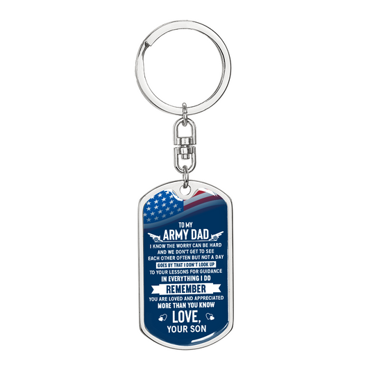 Dad - Army Dad - Dog Tag Keychain
