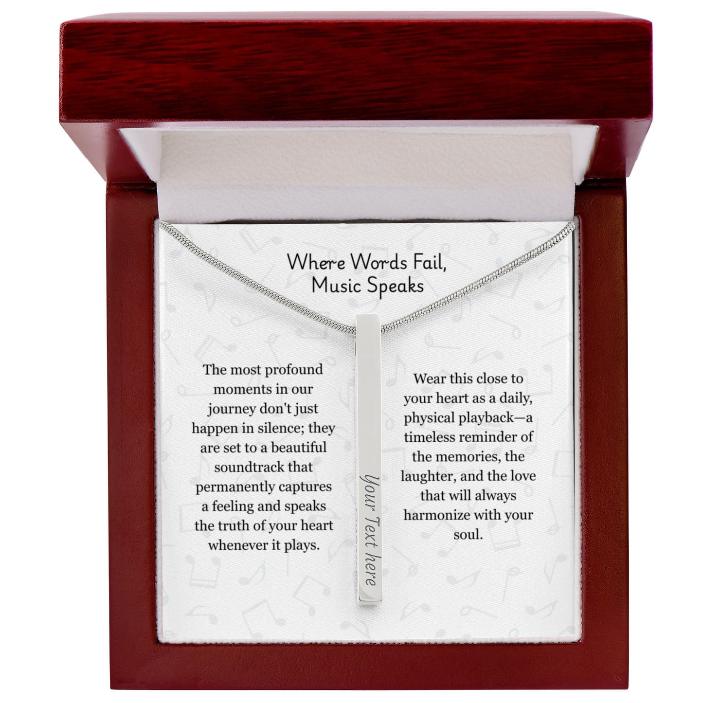 The "Song Lyrics" Custom 4-Sided Music Note Necklace