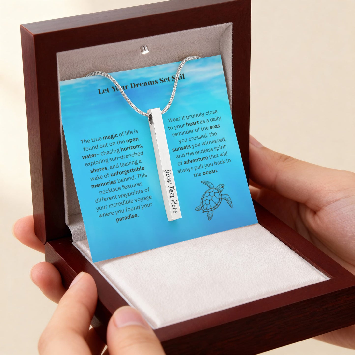 The "Cruise Itinerary" Custom 4-Sided Nautical Travel Necklace