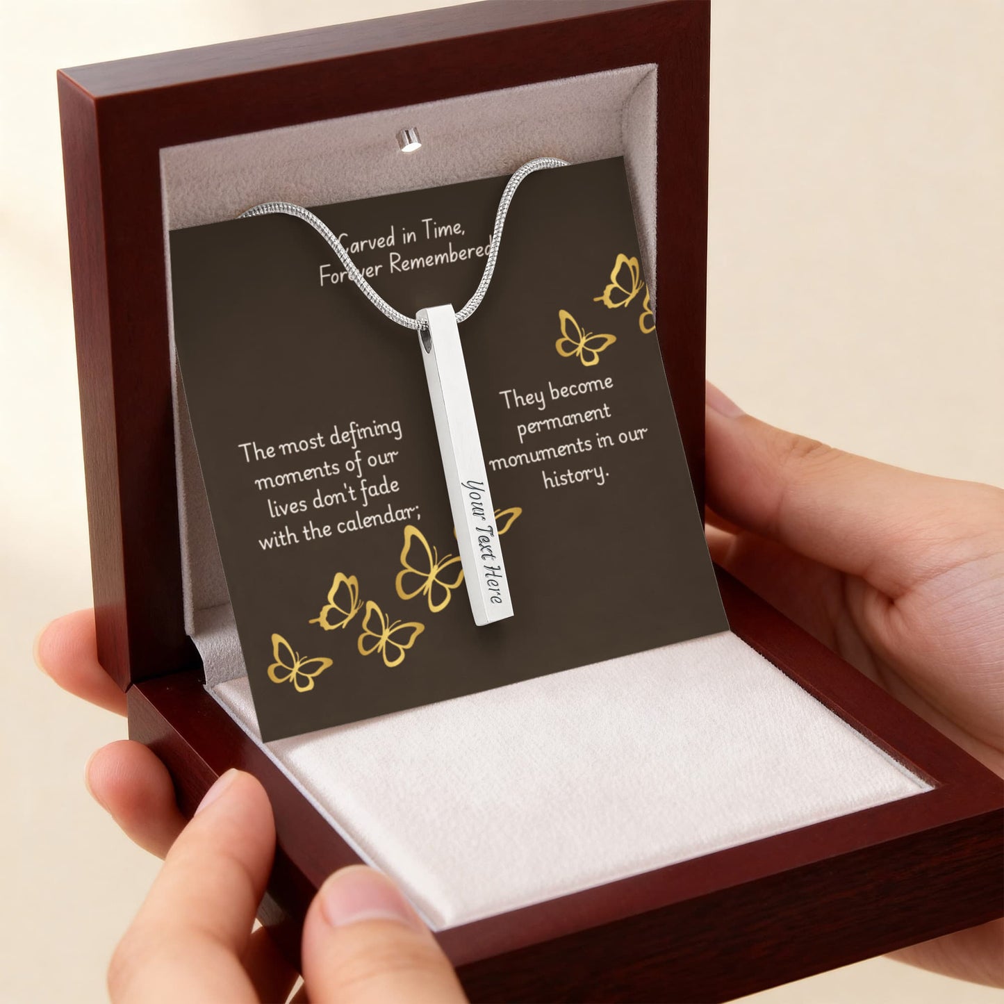 The "Roman Numeral Milestone" Engraved Vertical Stick Necklace