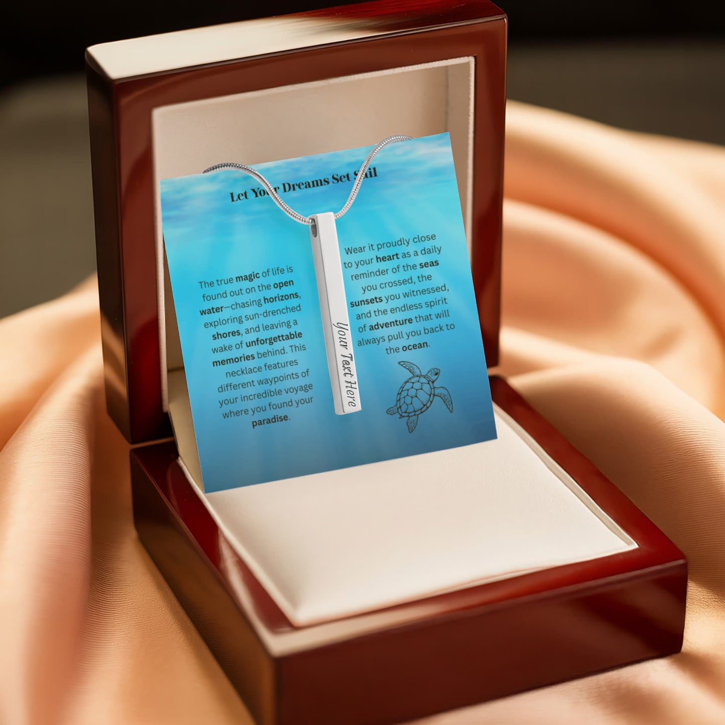 The "Cruise Itinerary" Custom 4-Sided Nautical Travel Necklace