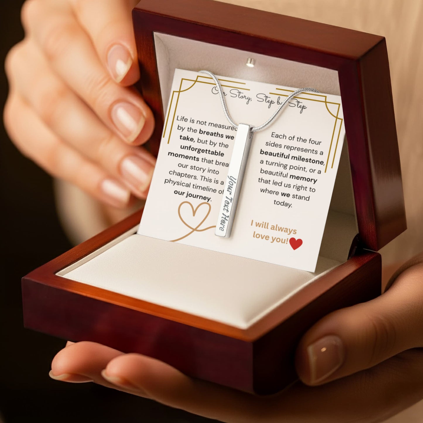 The "Relationship Timeline" 4-Sided Engraved Necklace