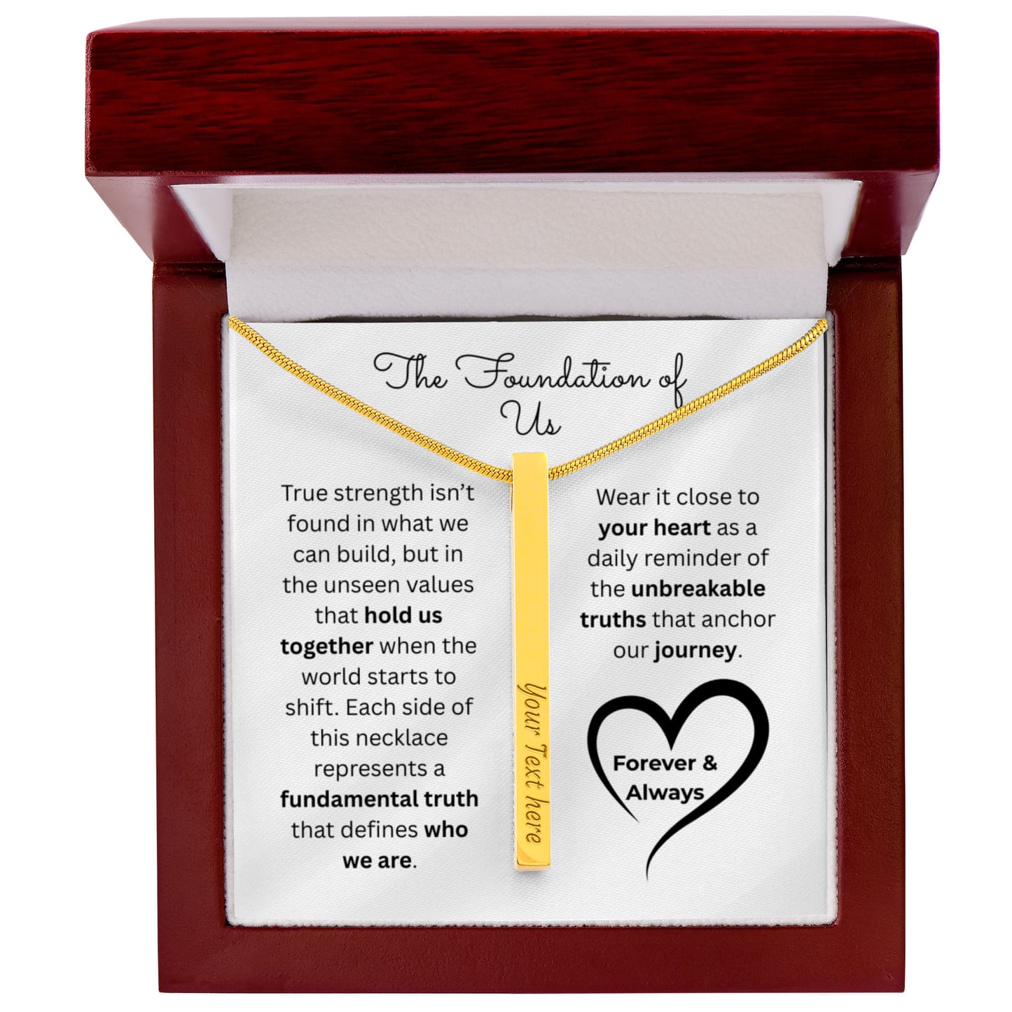 The "Four Pillars Vow" Personalized Vertical Stick Necklace