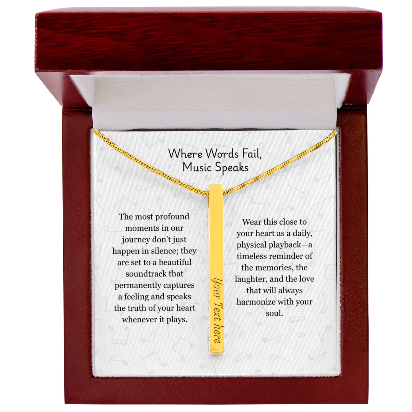 The "Song Lyrics" Custom 4-Sided Music Note Necklace