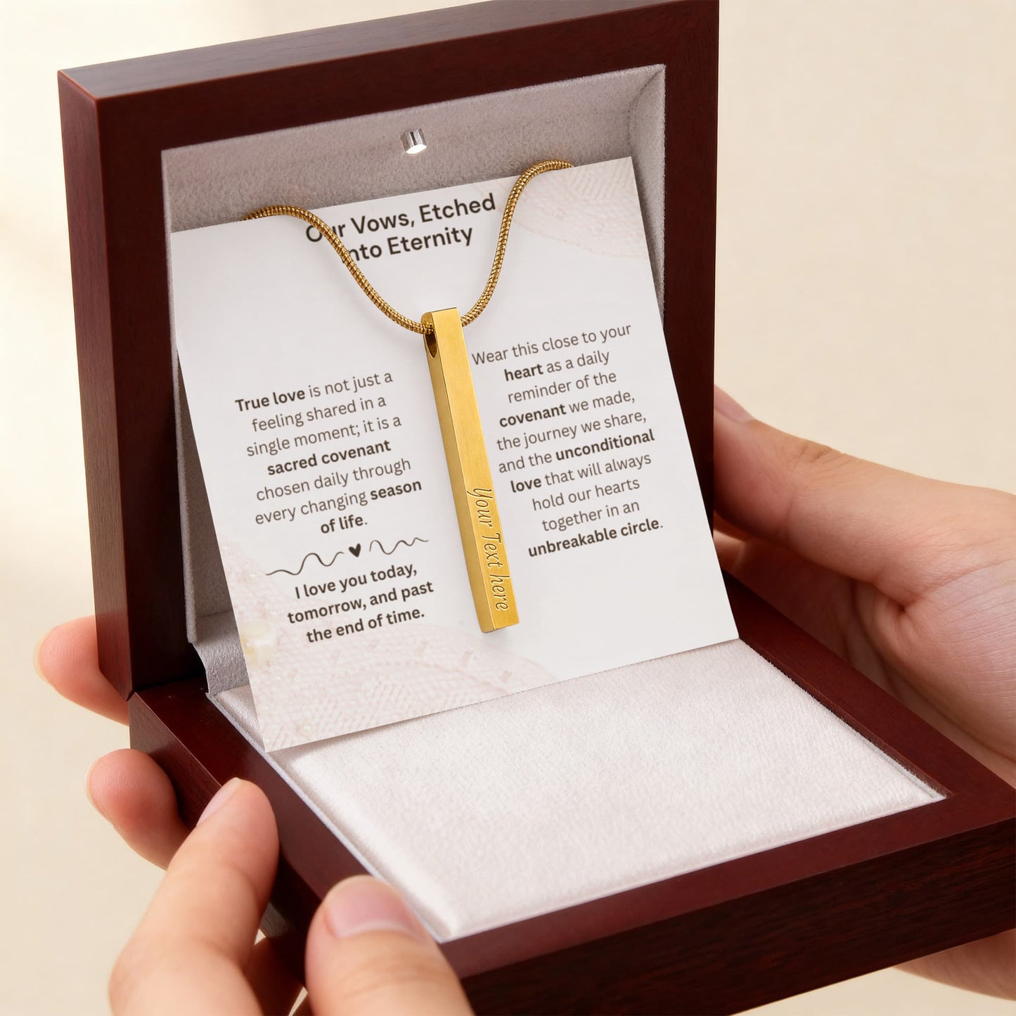 The "Modern Wedding Vow" Custom 4-Sided Anniversary Necklace