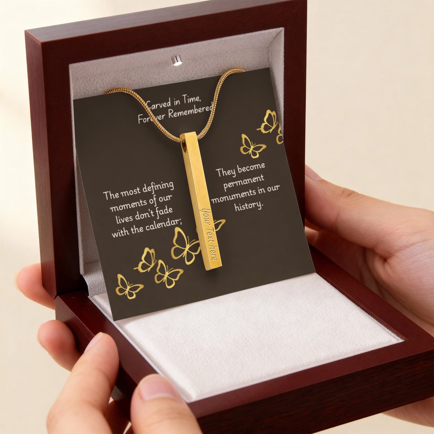 The "Roman Numeral Milestone" Engraved Vertical Stick Necklace