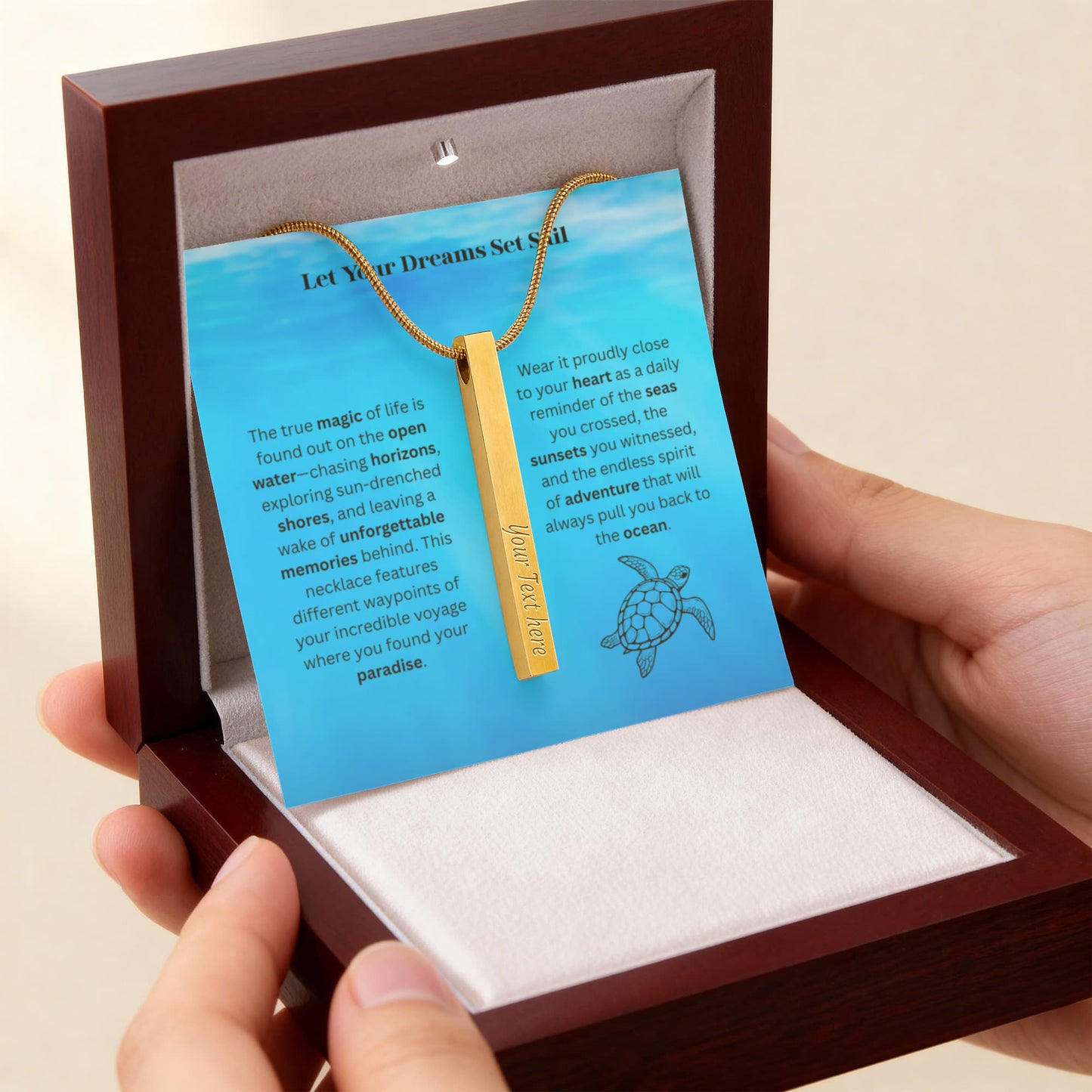 The "Cruise Itinerary" Custom 4-Sided Nautical Travel Necklace