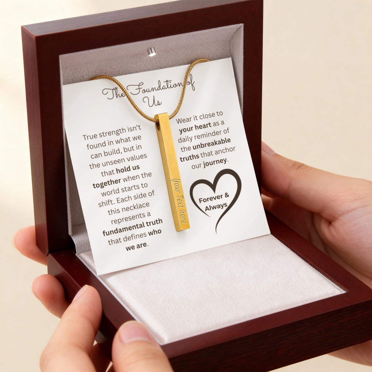 The "Four Pillars Vow" Personalized Vertical Stick Necklace