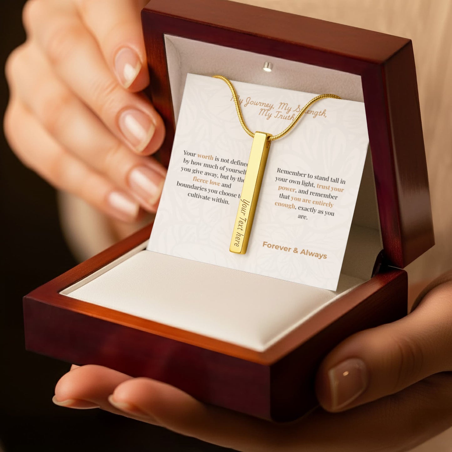The "Self-Love Manifesto" Personalized Vertical Bar Necklace