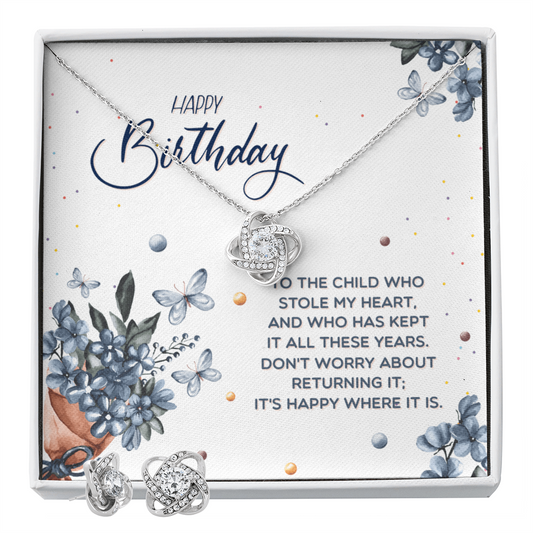 Birthday - To the child - Love Knot Necklace & Earring Set