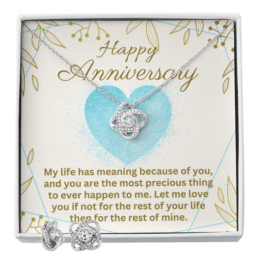 Anniversary - My life has meaning - Love Knot Necklace & Earring Set