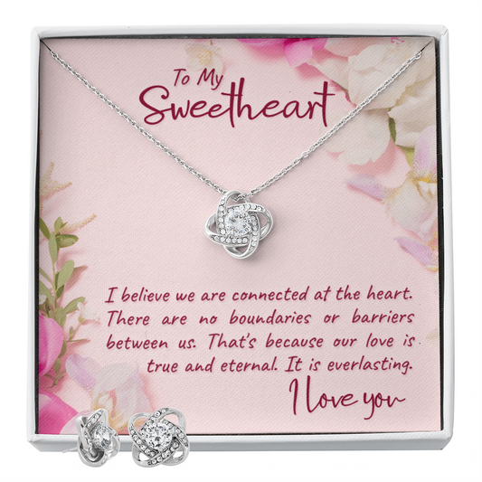 To Sweetheart - I believe we are - Love Knot Necklace & Earring Set