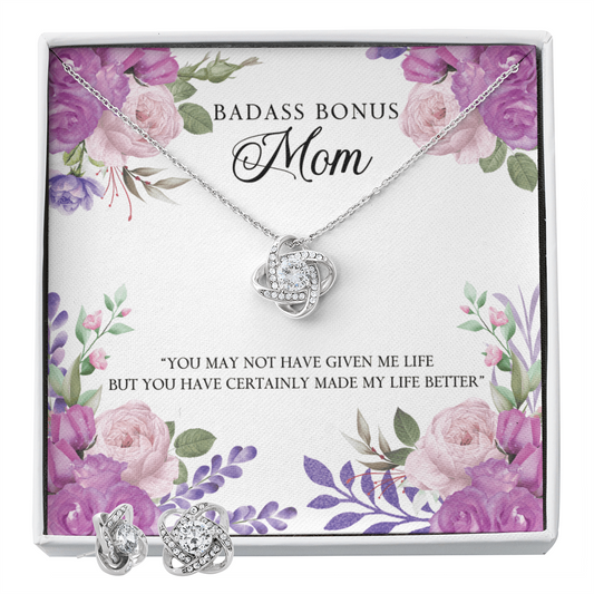 To Mom - You may not have - Love Knot Necklace & Earring Set